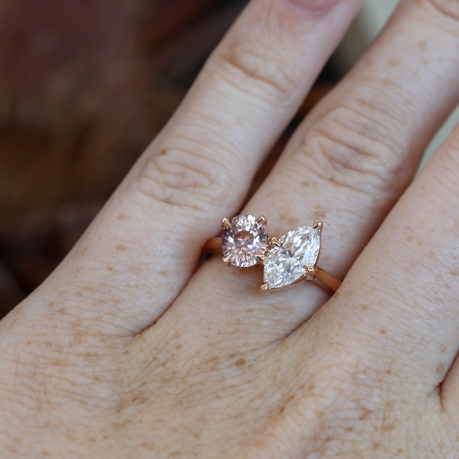 TOI ET MOI / 1.20CT OVAL SAPPHIRE & 1.00ct MARQUISE RING