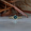 DUNE / 0.72ct ROUND PARTI SAPPHIRE 6 CLAW SOLITAIRE