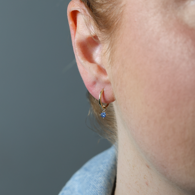 MONTANA SAPPHIRE / 3MM HOOP EARRINGS