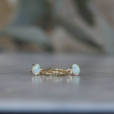 EAST WEST OVAL OPAL / HOOP EARRINGS 6MM X 4MM