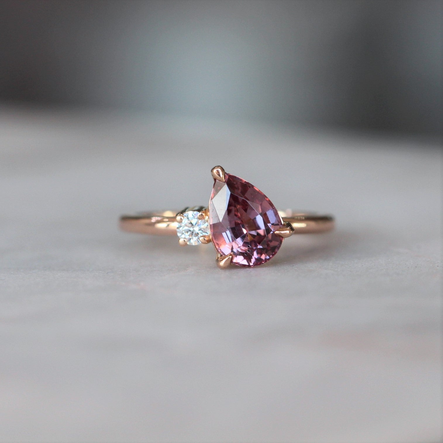 Rose pink ring … Malaya Garnet - リング